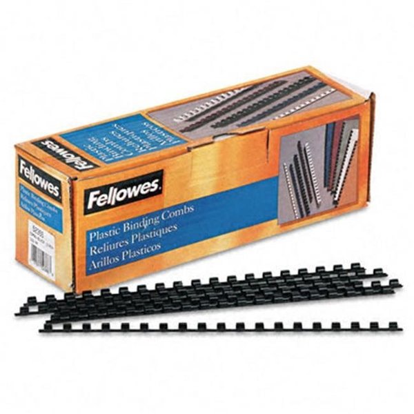 Fellowes Fellowes 52366 Plastic Comb Bindings  1/4   20-Sheet Capacity  Black  100 per Pack 52366